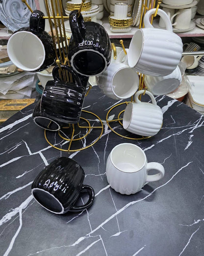 6pc Elegant Fine Porcelain ceramic Mug