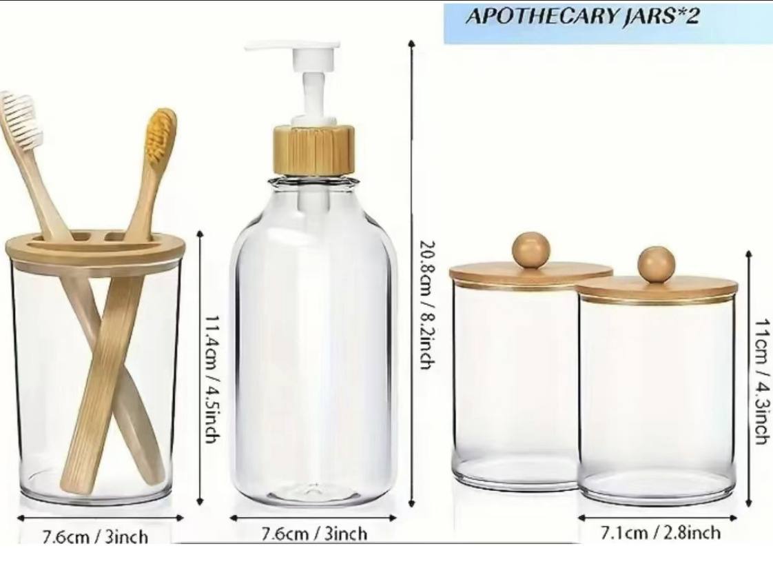 4pcs Bamboo Bathroom Accessories