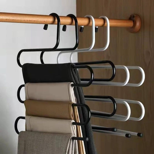 Black and white trouser hangers