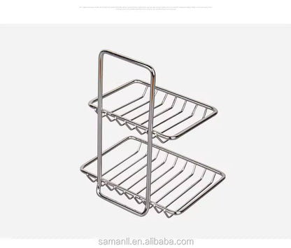Stainless steel double soap dish