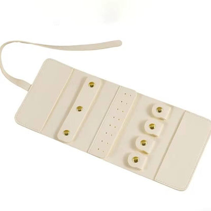 Jewelry Storage Bag Compact Roll Faux Leather Slim Portable Multifunctional Travel Organizer