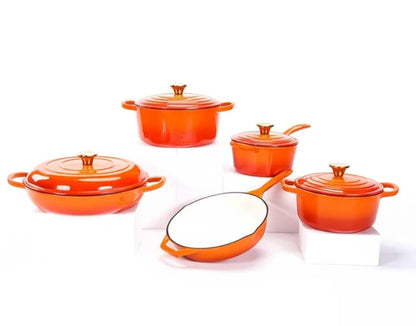 9pcs Enamel Cast iron cooking
 pots