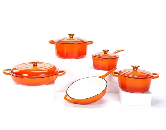 9pcs Enamel Cast iron cooking
 pots