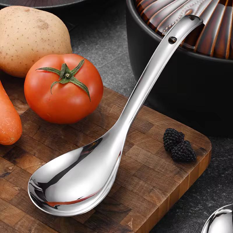 Silver steel serving spoon short