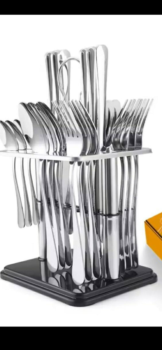 24 pcs Dining glister Astrid cutlery set with stand