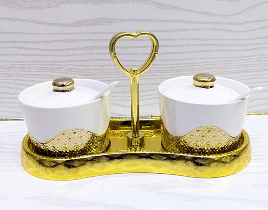 2pcs  ceramic sugar dishes with stand