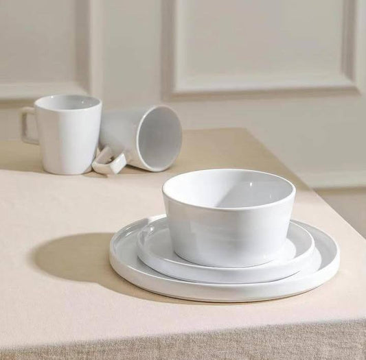 16pcs White  plain dinner set