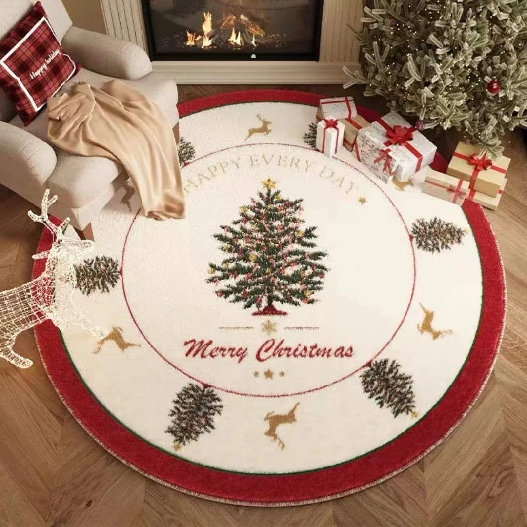 Christmas Circular Carpet Washable Anti Slip Carpet New Year Atmosphere Mat Decoration*
Size: 120cm