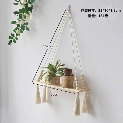 Macrame wall hanging shelf