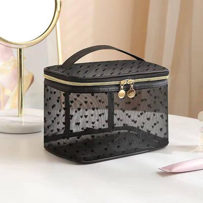 Breathable cosmetics organizer 
bag