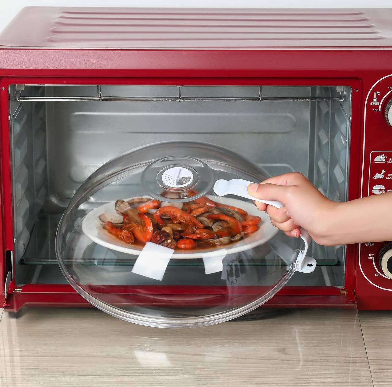 Heavy microwave cover with white handle
BpA free