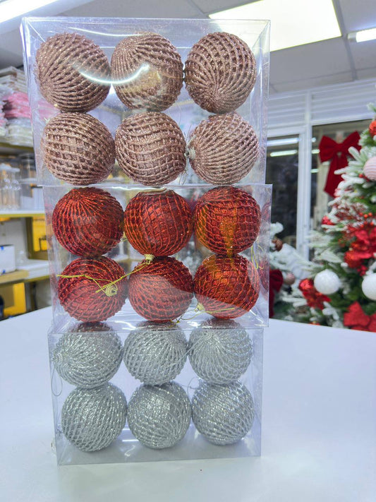Christmas elegant mesh foam glitter hanging ornaments/ balls for Christmas tree