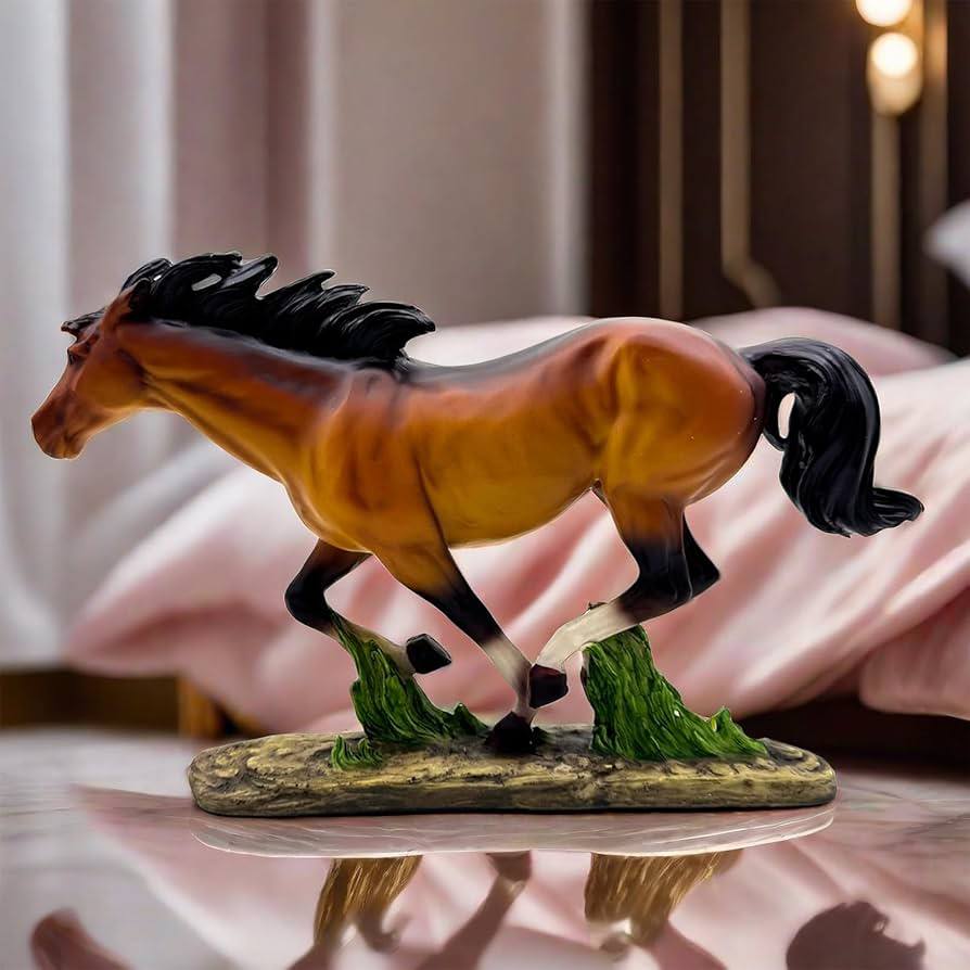 34CM BROWN HORSE STATUE