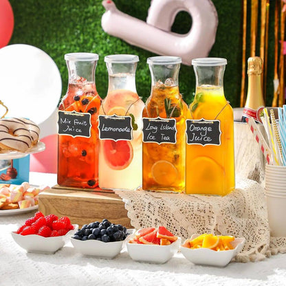 Clear Glass Pitcher, Square Glass Carafe with lid,