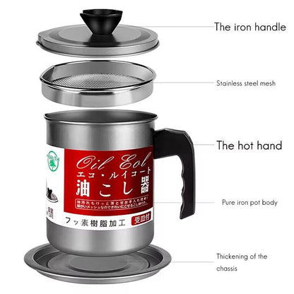 Large capacity Japanese style kitchen oil storage with oil strainer 
Capacity:1.4ltr