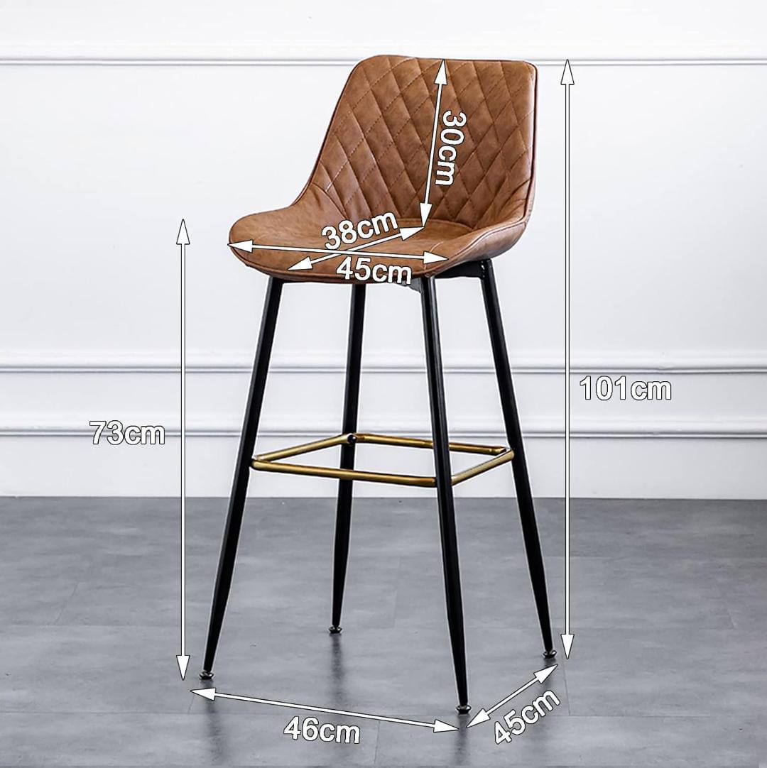 Grey/Brown Faux Leather Barstools with Back