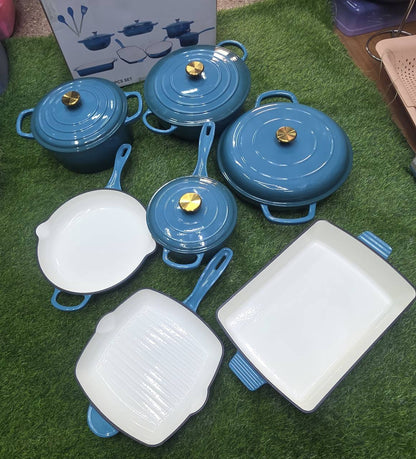 11 pcs Enamel Cast iron cooking pots