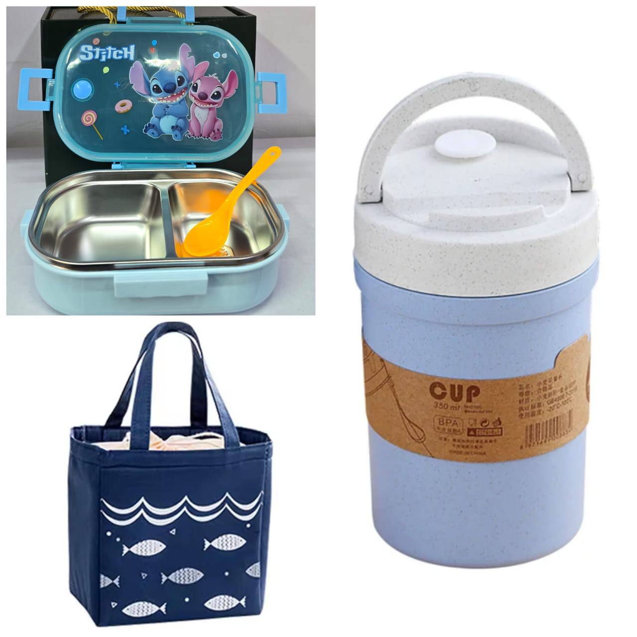 CARTOON 3 IN 1 MICROWAVEBLE LUNCH BOX COMBO SET