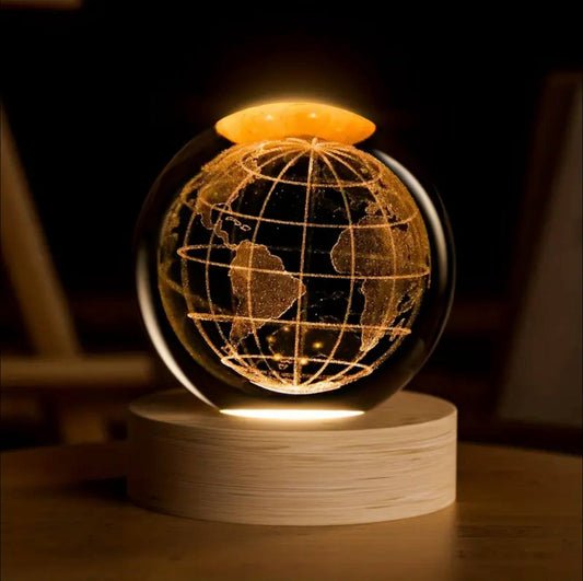 3D Earth Crystal LED Ball Night Lamp Warm Light - Compact USB Wall Charger 5V1A Output 1 For Birthday Christmas Astronomy Space Gifts For Boys Girls (Crystal Earth)