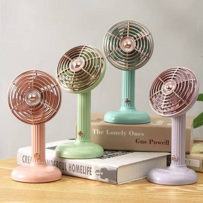 Small Retro Handheld Desktop Rotatable Fan USB Charging Portable Silent Fan
