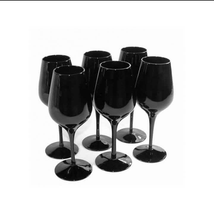 6pcs Black matt wine glasses set, 360ml