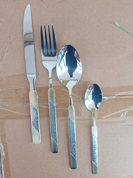 Berger 24 Piece Silverware Flatware Cutlery Set with Square Stand