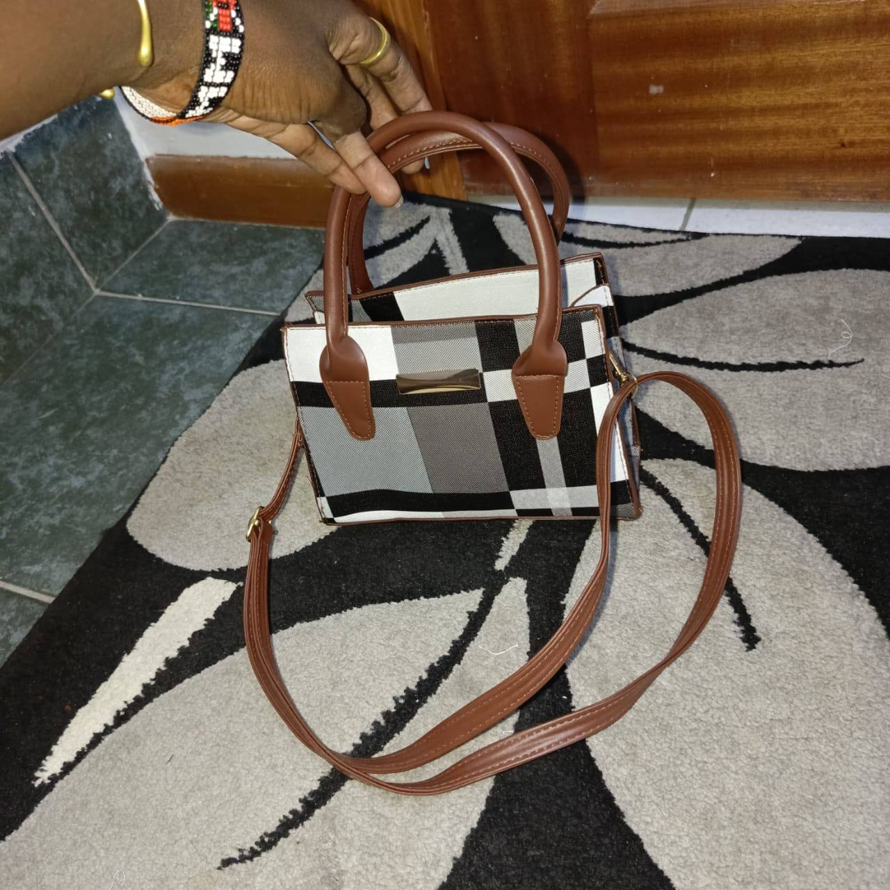 Trend fashion collision color check bag