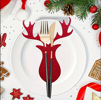 6Pcs Felt Forks and Spoons Placemats Christmas Cutlery Holders