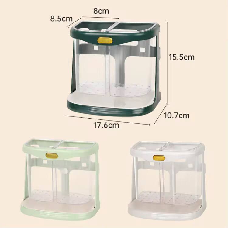 Double grid cutlery organiser with drain hole and detachable drain tray