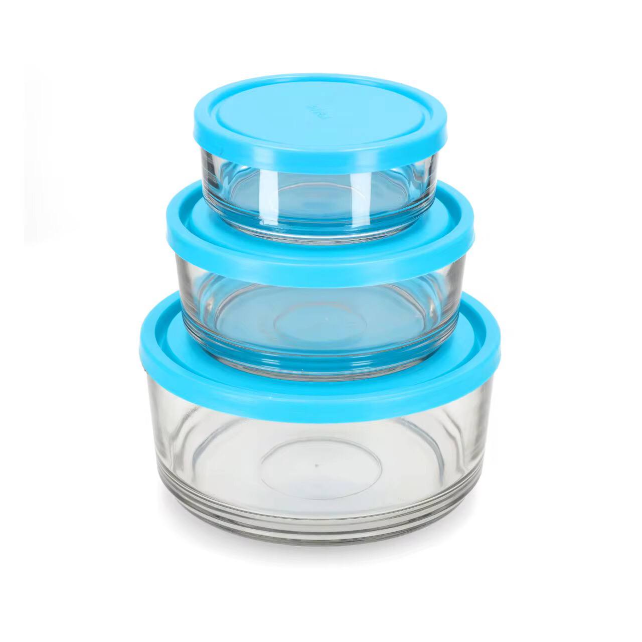 3PCS GLASS BOWL WITH SILICON LID