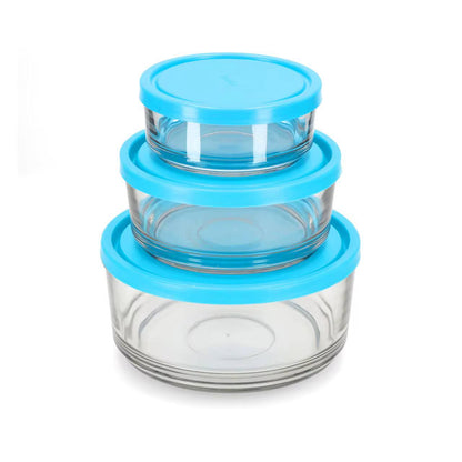 3PCS GLASS BOWL WITH SILICON LID