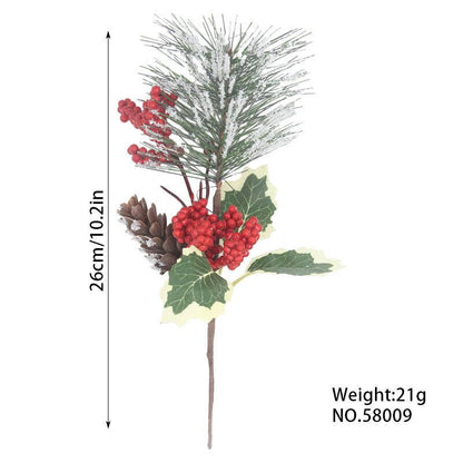 Green&Red Christmas Pine Branches Home Table Decoration DIY Accessories Artificial Tree Branches Xmas Tree Ornaments