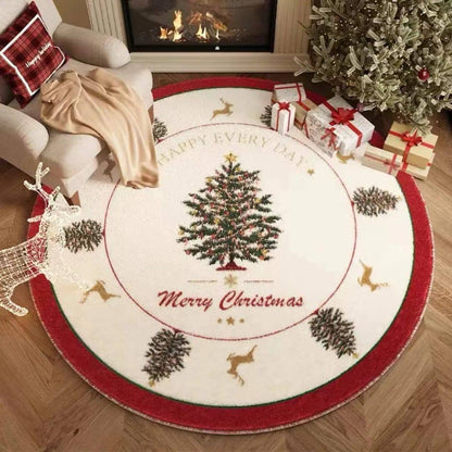Christmas Circular Carpet Washable Anti Slip Carpet New Year Atmosphere Mat Decoration*
Size: 120cm