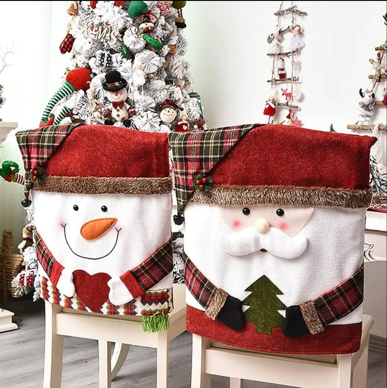 Christmas chair cover for dining room  Dinner chair back covers for Christmas decorations