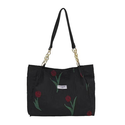 Casual floral canvas  tote bag