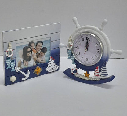 WOODEN photo frame + swing clock ornament