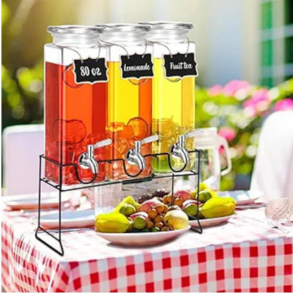 Tall Square Mason Jar Glass  Beverage Dispenser, New Fun Party Home Entertainment Glassware Water Pitcher for, Juice, Beer, Punch, Iced Tea & Cold Drinks