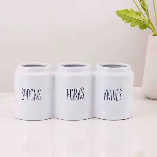 3 compartment Ceramic cutlery Holder