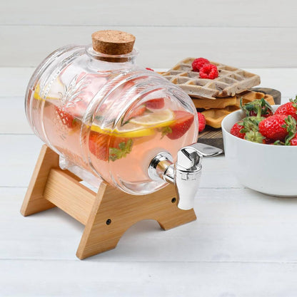 5L horizontal glass drum barrel dispenser