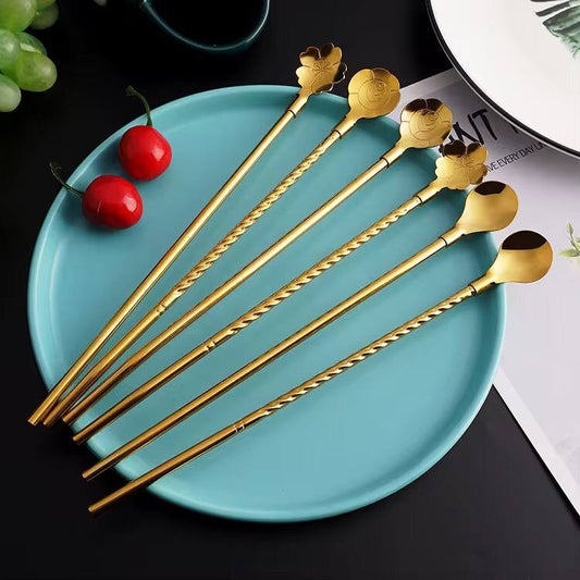 Boyuan Stainless steel long straw spoon
