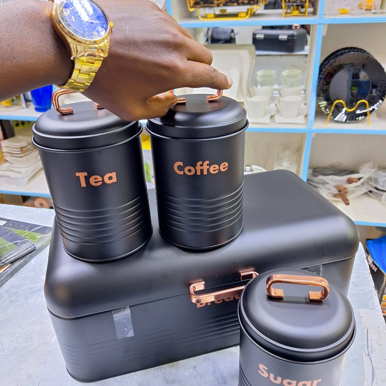 Kitchen eco-friendly bread Bin/ storage container/ coffee, tea and sugar canister set of 3pcs