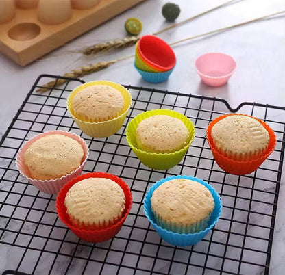12pcs silicon reusable moulds with cup cake baking mould