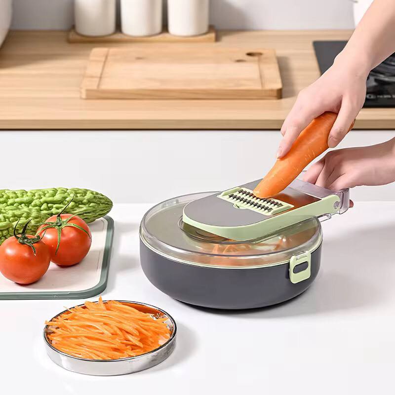 9in1 functions vegetable cutter Round bowl  Dice,shred &slice