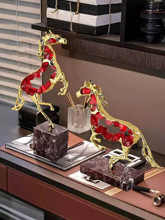Luxury Modern crystal horse statue sculpture, spar handicraft ornaments,