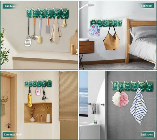Wall-mounted self adhesive set of 6 Row Sticky Hook