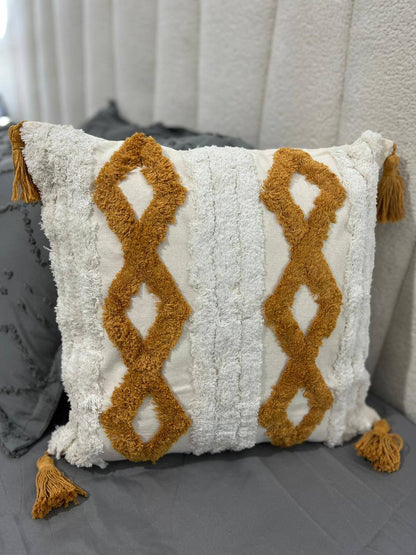 Fancy TUFTED/BOHO throw pillow covers with tassels