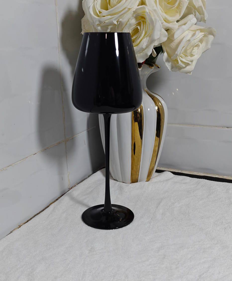 Premium quality long stem Black wine glasses 2pc
