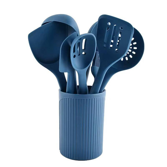 High Temperature resistant heavy duty silicone cooking/serving spoons with hard TPR handles