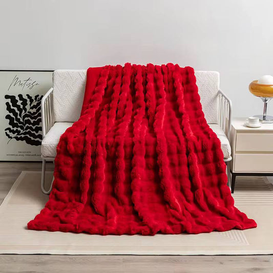 Red cozy Christmas bubble blanket