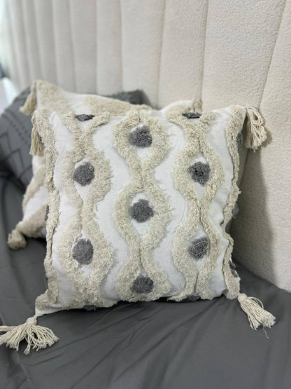 Fancy TUFTED/BOHO throw pillow covers with tassels